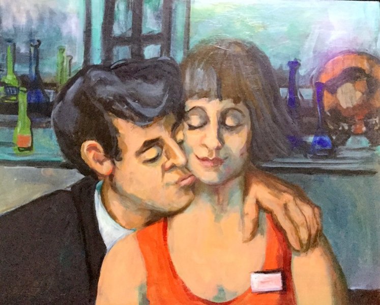  -SOLD - Love in the Workplace , oil on board, 55cm x65cm