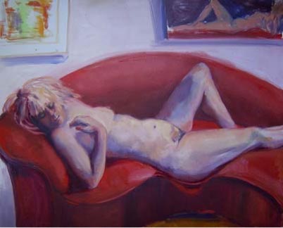 - SOLD - The Red Couch, oil on canvas