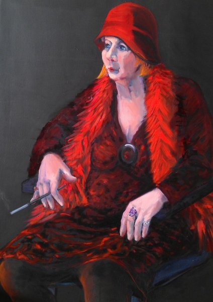 The Lady in Red, oil80cm x 120cm on canvas, 
