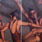 The Dancer Warms Up- Diptych, oil on canvas