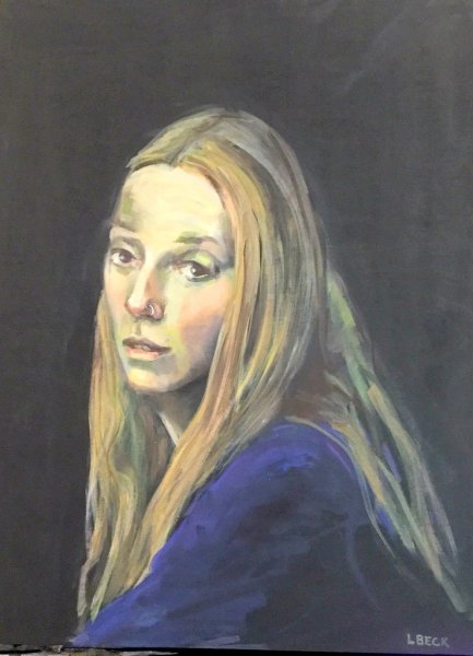 $750   Girl with the Silver Nose Ring, oil on treated board, 50cm x 60cm