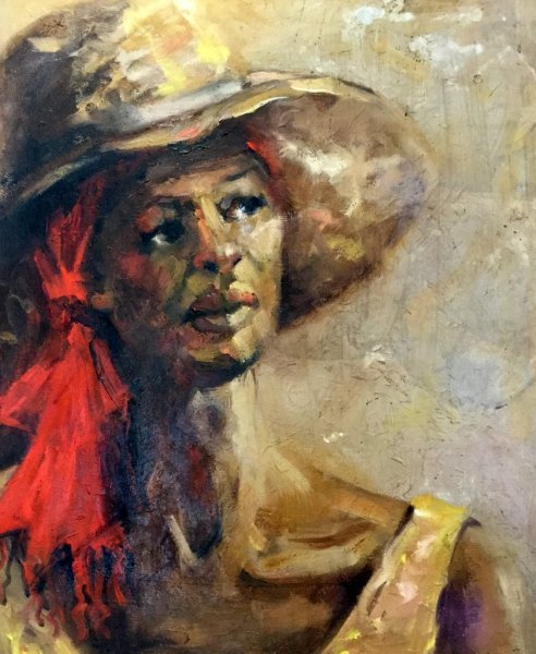 - Sold - Benedicta, oil on canvas, 50cm x 65cm