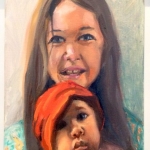 -SOLD- The Girls (commission) oil on canvas, 45cm x 50cm