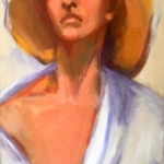 -SOLD- Beach Girl, oil on canvas, 25cm x 55cm