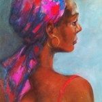 - SOLD -The Pink Paisley Scarf, oil on canvas, 50cm x 60cm