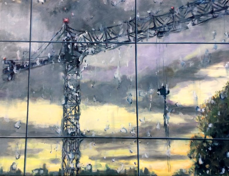 SOLD Moody Marrickville Skies 11 oil on stretched canvas, 80cm x 85cm