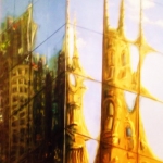 City's Heart - The Old and the New,  oil on canvas
