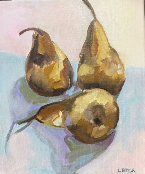 -SOLD - Pears for Three, oil on canvas, 20cm x 25cm