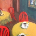  - SOLD - Cafe Morocco, oil on canvas.30cm x 45cm, $400