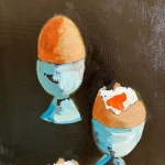 - SOLD- " The Egg and I' oil on canvas 30cm x 25cm